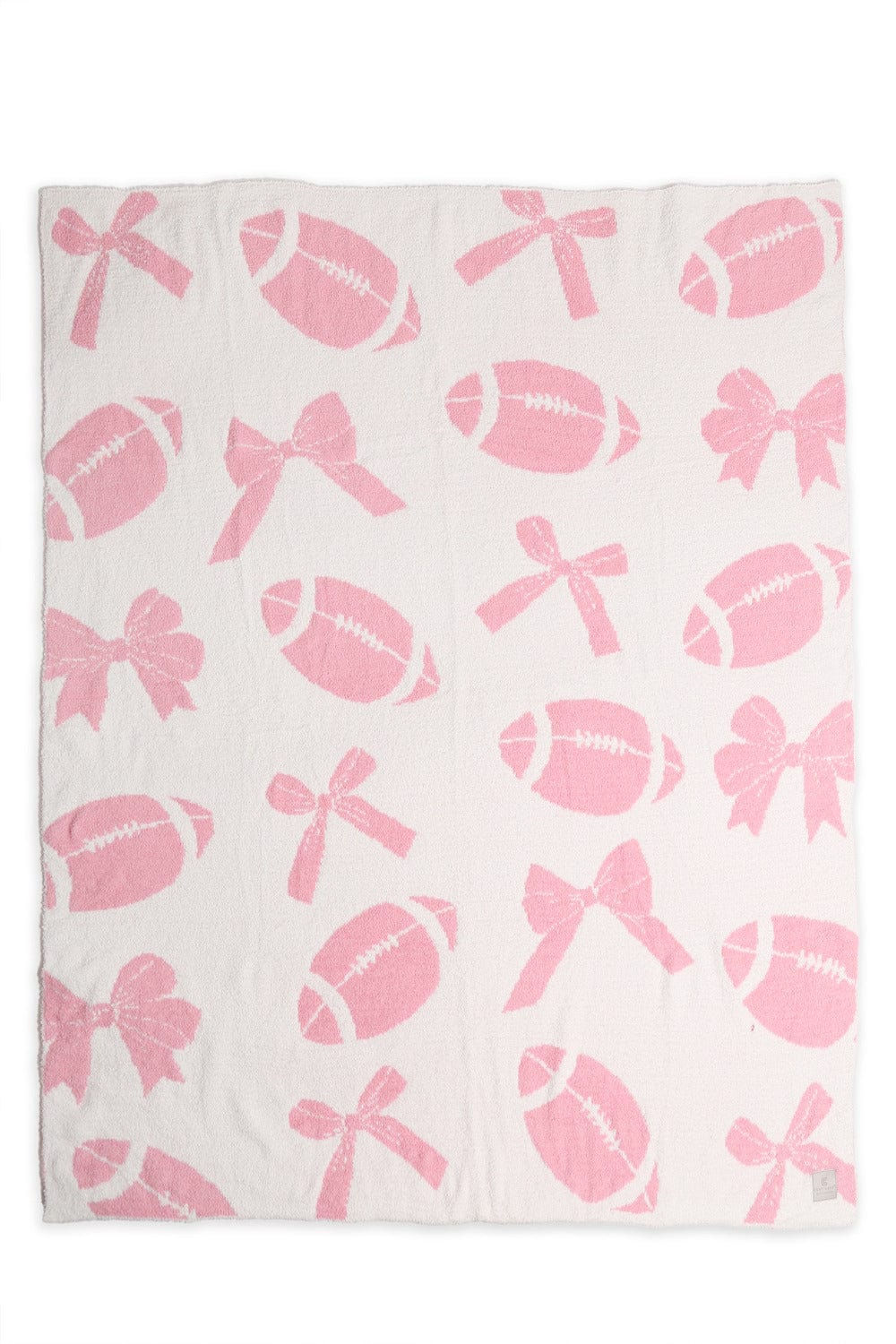 SuperLux Pink Football and Bows Blanket Reversible Soft Throw blanket Daisie Boutique