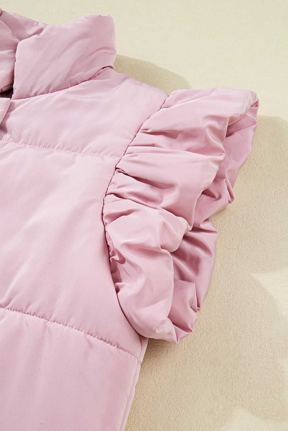 Flutter Sleeve Puffer Vest - Bubblegum Pink Dear-Lover Dropshipping