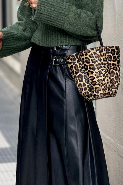 Faux Leather Pleated Midi Skirt Dear-Lover Dropshipping