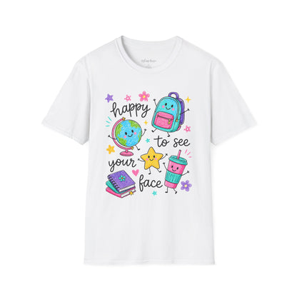"Happy to See Your Face" Cute Back-to-School Backpack & Earth Graphic Tee
