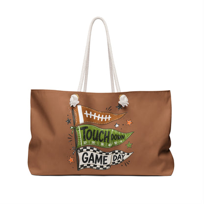 Weekender Bag - 'Touchdown Game Day' Football Tote for Tailgates & Weekend Trips