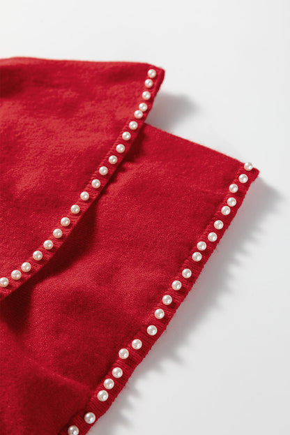 Pearl Embellished Ruffle Sleeve Knit Top Dear-Lover Dropshipping