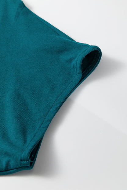 Plus Size Solid Color Asymmetric Neck Short Sleeve Blouse