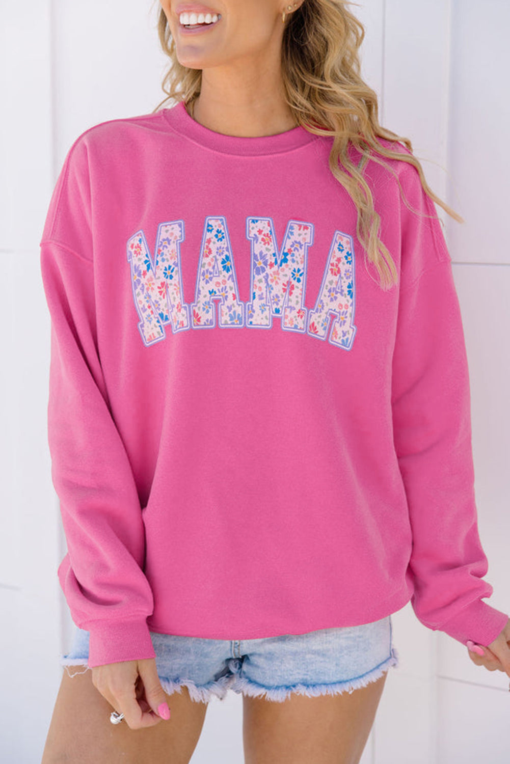 Floral MAMA Embroidered Graphic Pullover Sweatshirt Daisie Boutique