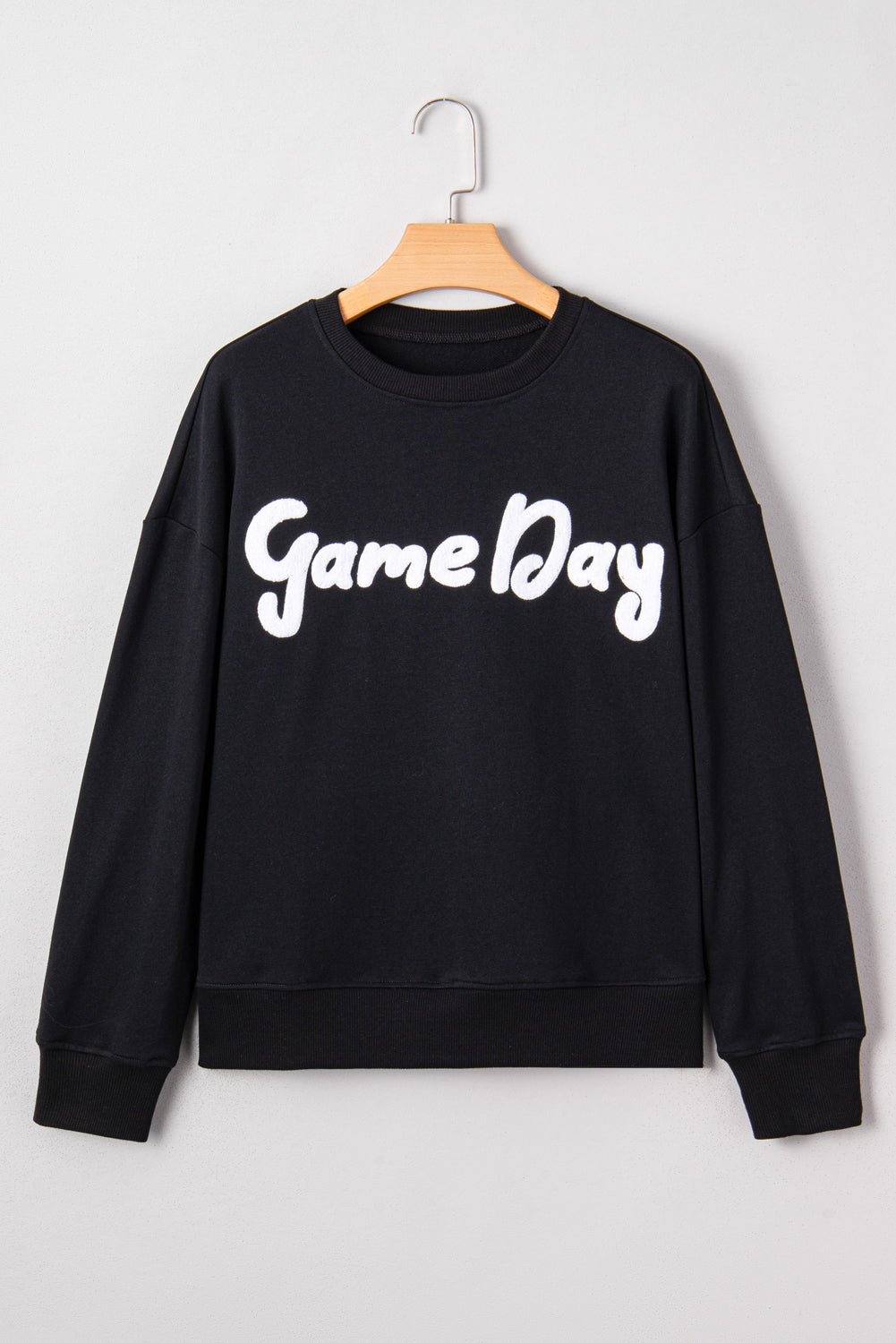 Chenille Game Day Graphic Sweatshirt - Black Dear-Lover Dropshipping