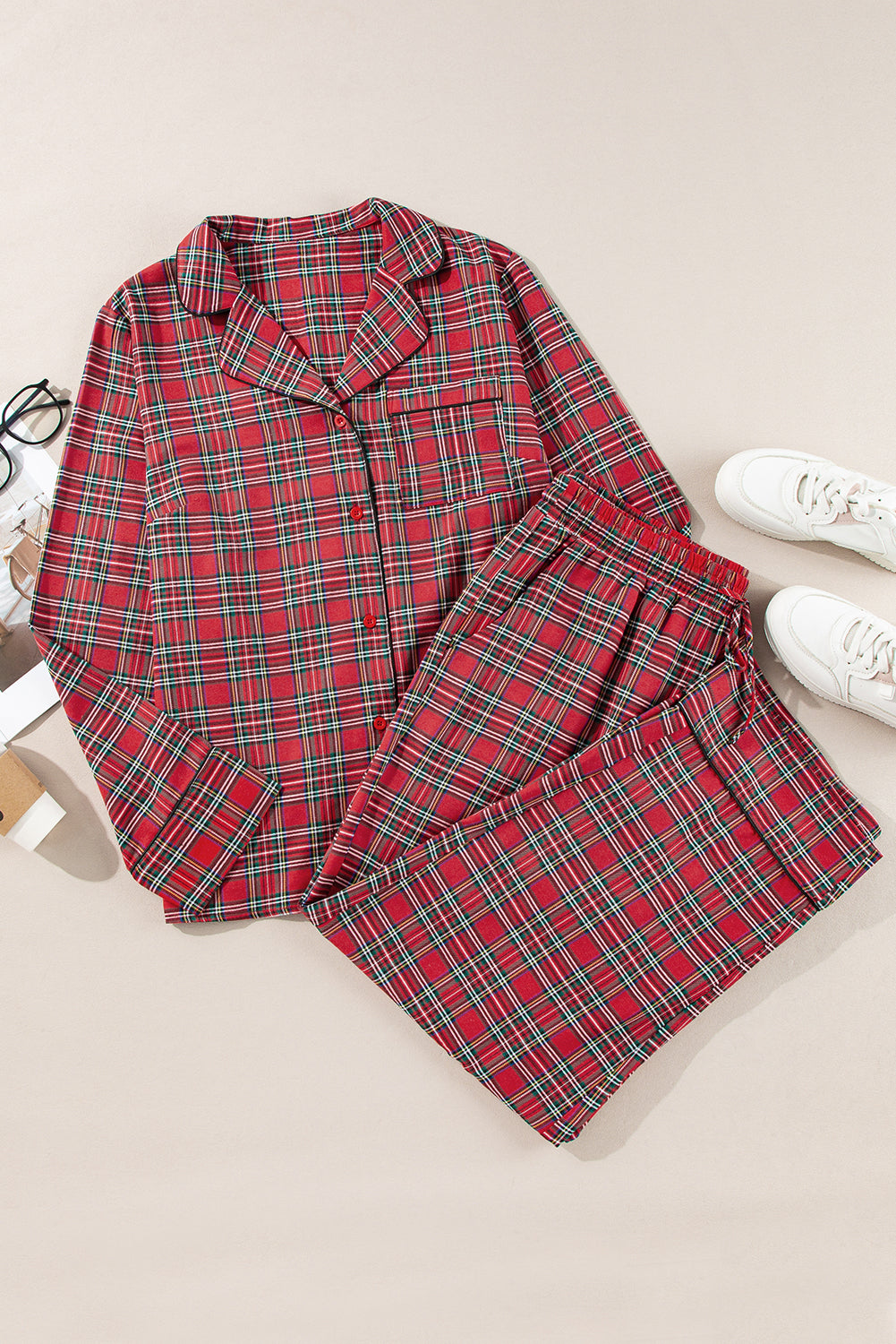 Plus Size Red Plaid Lounge Set Daisie Boutique