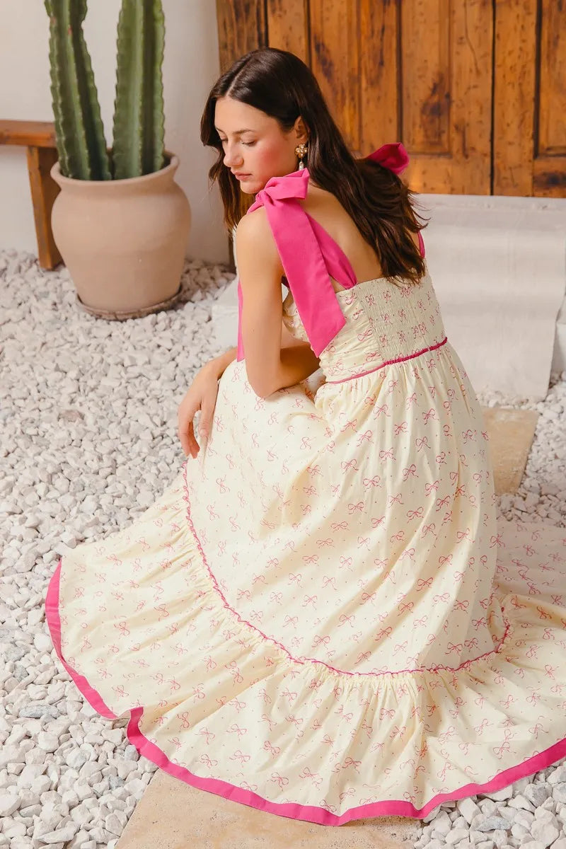 SO ME Ribbon Flowy Maxi Dress with Contrast Trim My Pampered Life Seattle