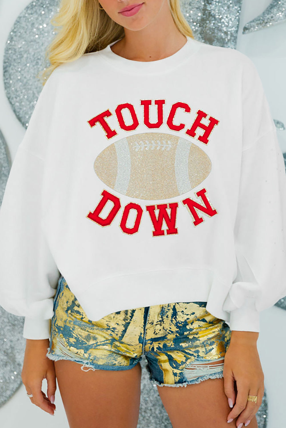 TOUCH DOWN Football Graphic Pullover Sweatshirt Daisie Boutique