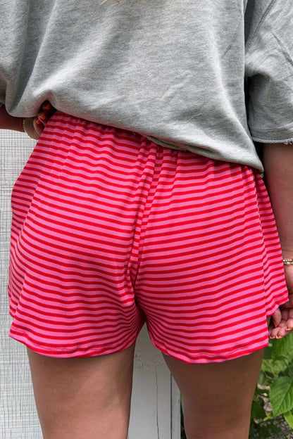 Stripe Contrast Elastic Waist Shorts