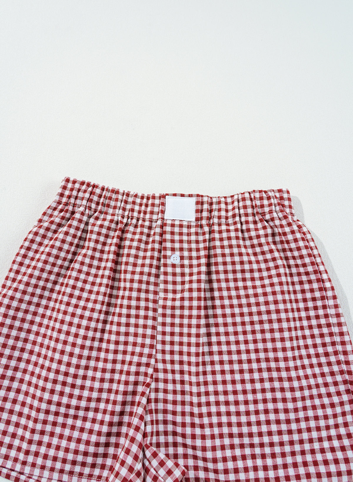 Red Plaid Gingham Printed High Waist Shorts Daisie Boutique