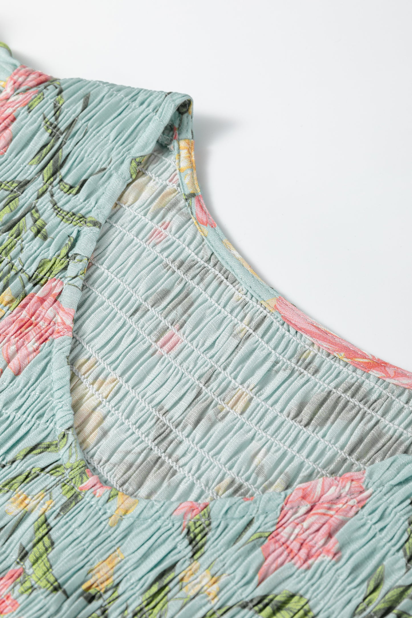 Yellow Ruffled Sleeveless Tiered Floral Maxi Dress