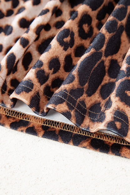 Brown Leopard Tiered Patchwork Mini Skirt Dear-Lover Dropshipping
