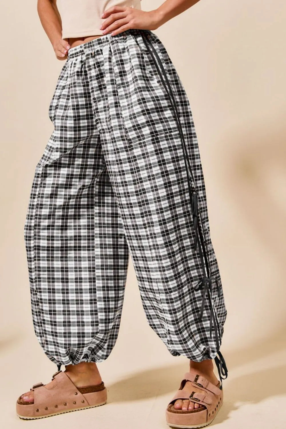 SO ME Plaid Elastic Waist Balloon Pants My Pampered Life Seattle