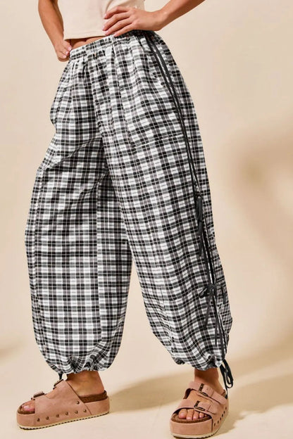 SO ME Plaid Elastic Waist Balloon Pants My Pampered Life Seattle