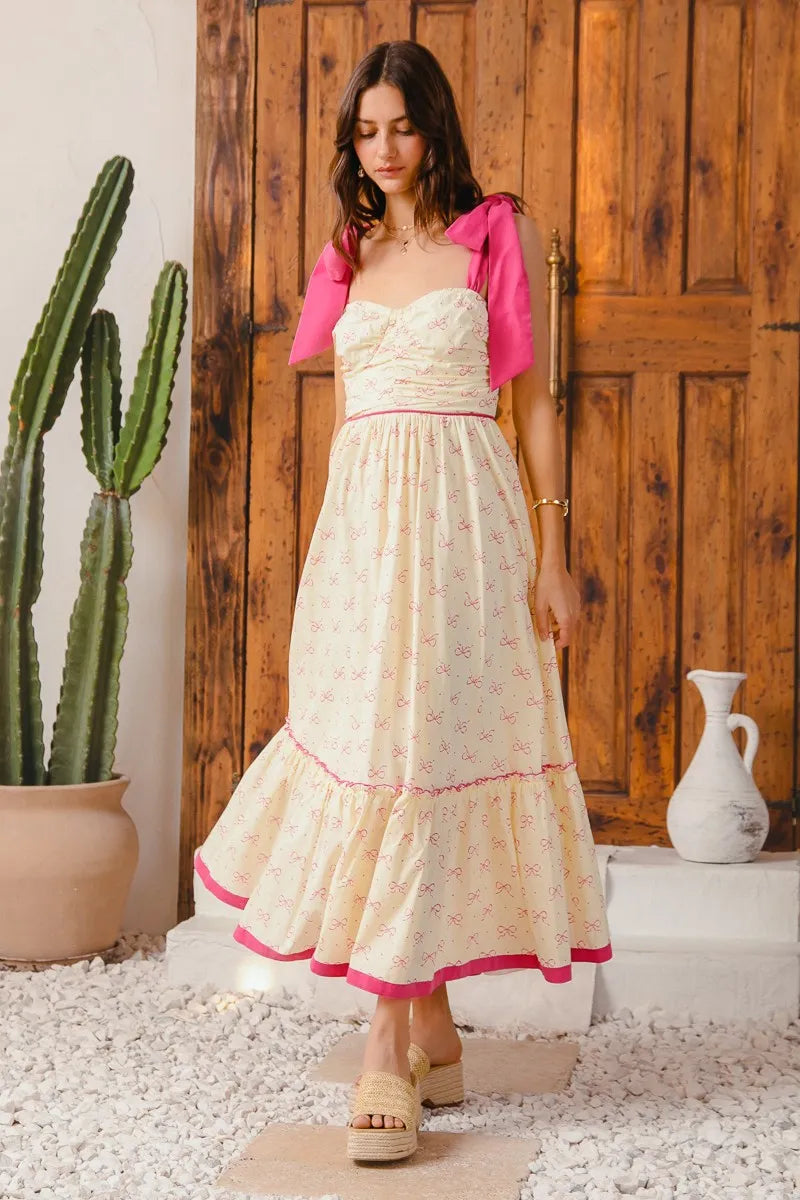 SO ME Ribbon Flowy Maxi Dress with Contrast Trim My Pampered Life Seattle