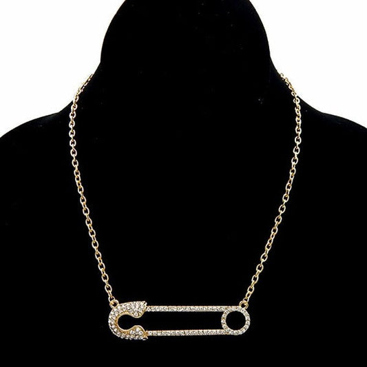 Safety Pin Rhinestone Chunky Chain Necklace My Pampered Life Seattle