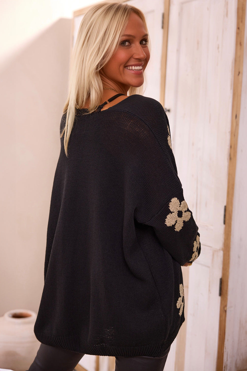 Floral Print Knitted Open Front Cutie Cardigan Daisie Boutique