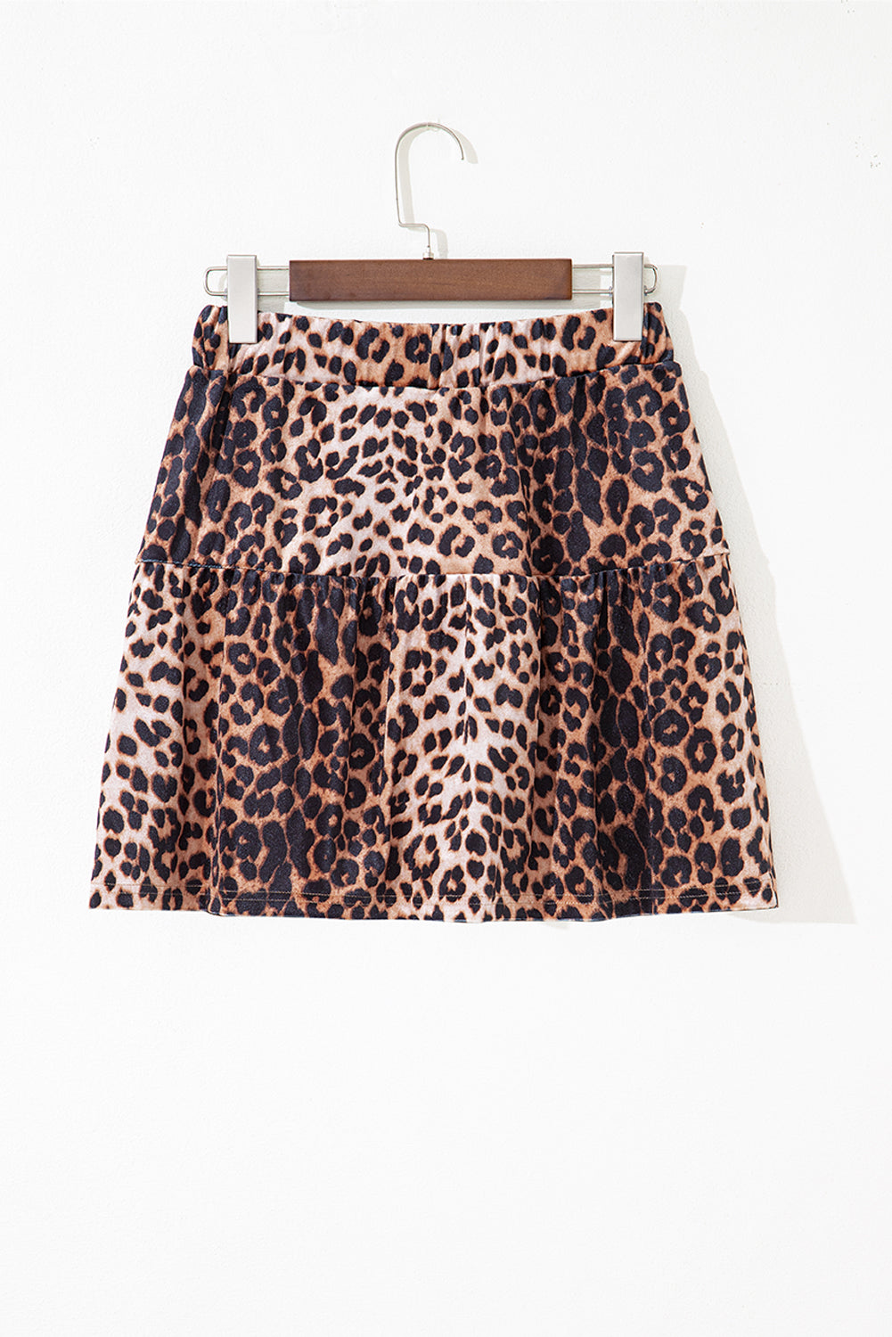 Brown Leopard Tiered Patchwork Mini Skirt Dear-Lover Dropshipping