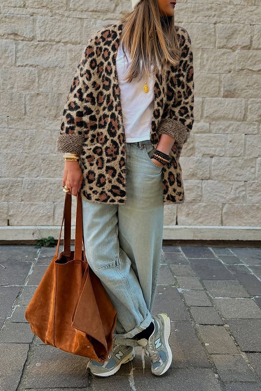 Brown Leopard Casual Cardigan Dear-Lover Dropshipping