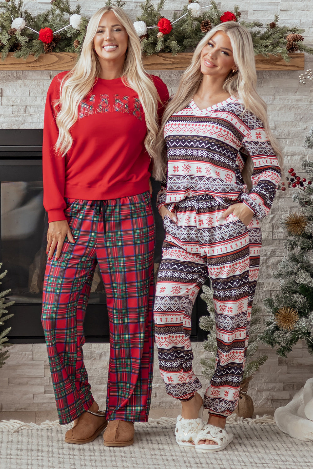 Mama Graphic Plaid Holiday Crewneck Lounge Set Dear-Lover Dropshipping