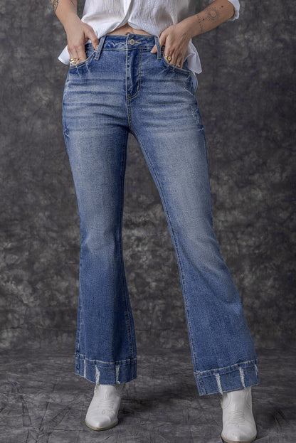 Distressed Medium Wash Flare Jeans Daisie Boutique