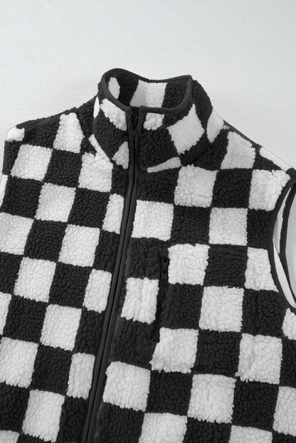 Checkered Sherpa Vest Daisie Boutique