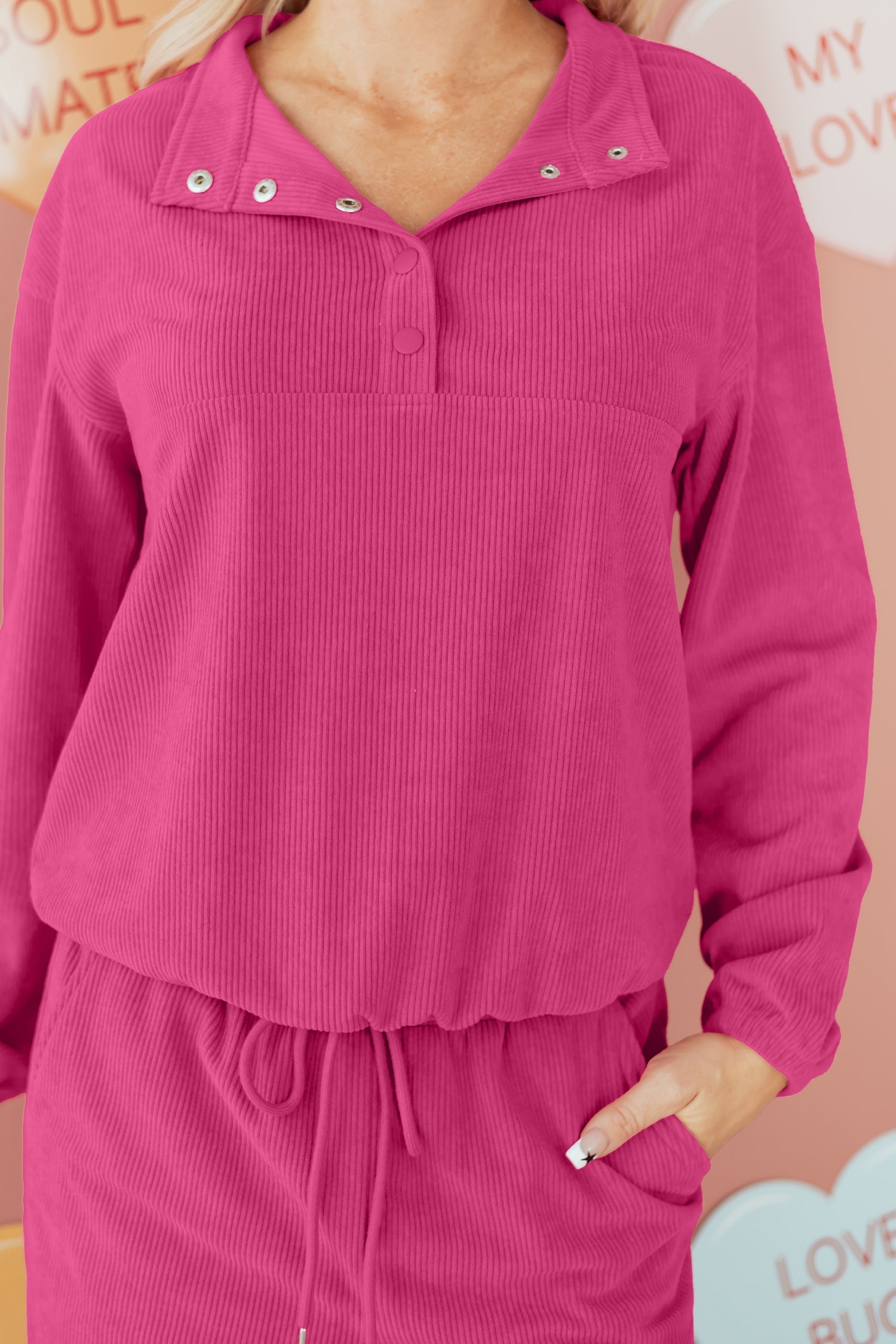 Half Button Comfort Pullover Corduroy Set Dear-Lover Dropshipping