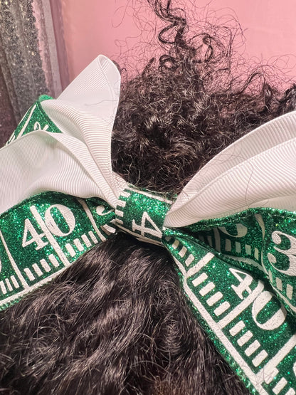 Game Day Glitter Cheer Bow – Football Field Design Daisie Boutique