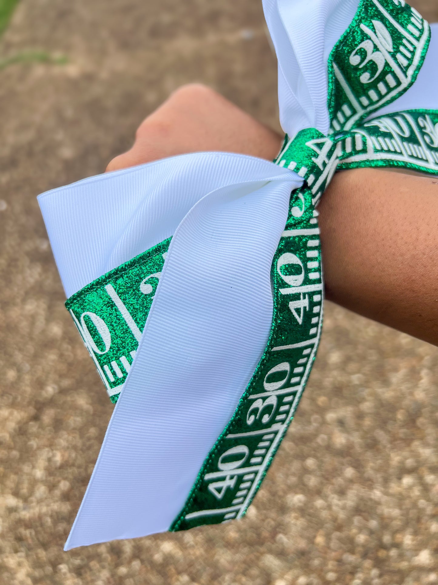 Game Day Glitter Cheer Bow – Football Field Design Daisie Boutique