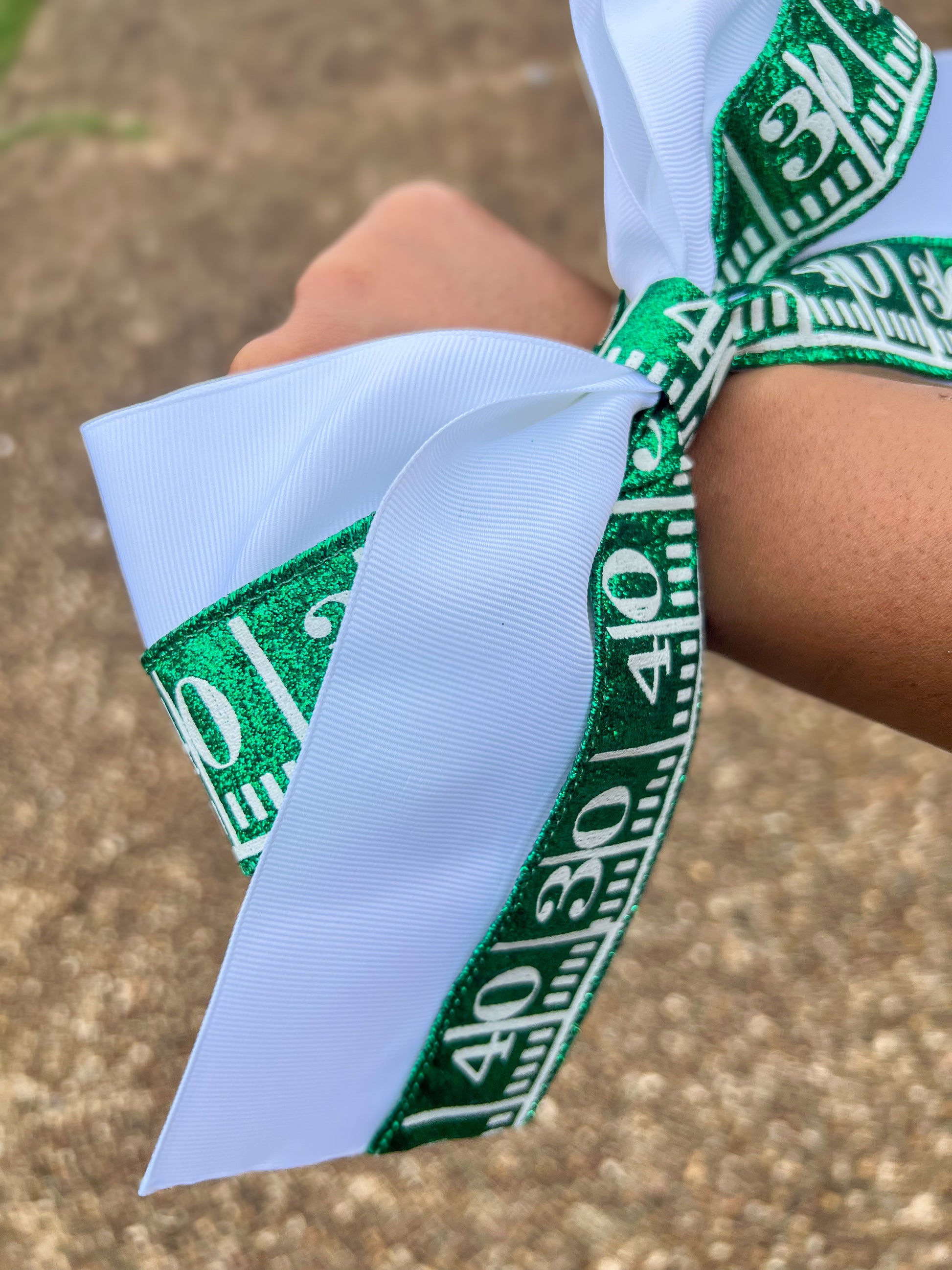 Game Day Glitter Cheer Bow – Football Field Design Daisie Boutique