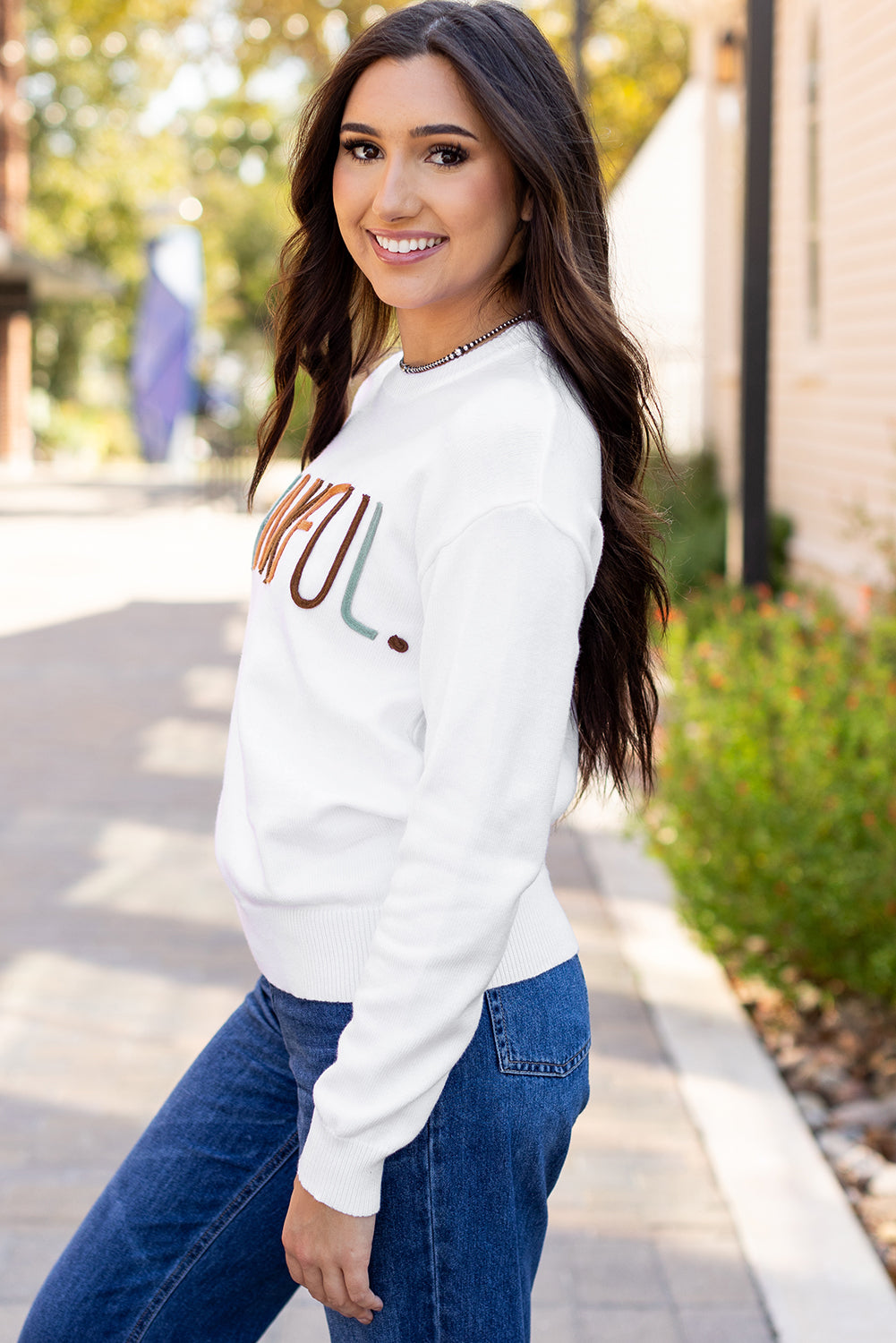 Thankful Embroidered Sweater in Ivory Daisie Boutique