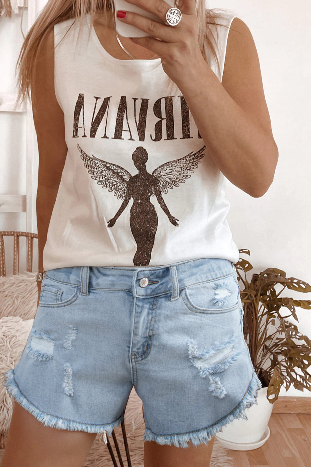 Blue High Rise Distressed Raw Hem Denim Shorts Dear-Lover Dropshipping