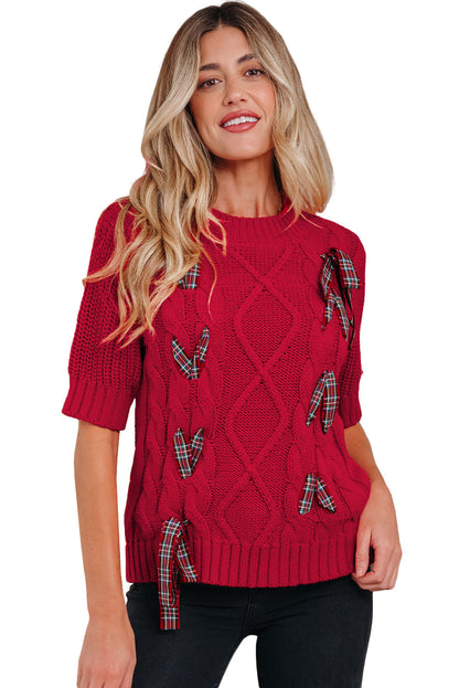 Lace up Holiday Puff Sweater Dear-Lover Dropshipping