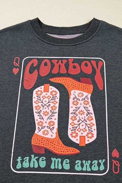 Cowboy Queen Card Graphic Sweatshirt Dear-Lover Dropshipping