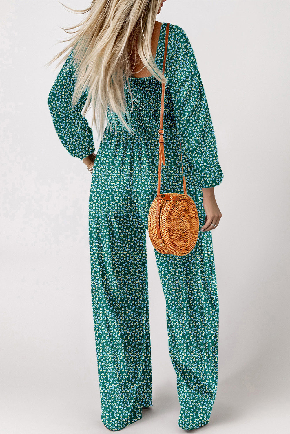Floral Print Square Neck Wide Leg Jumpsuit Daisie Boutique