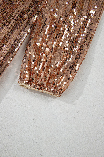 Gold Sequined Long Sleeve Low Back Mini Dress Dear-Lover Dropshipping