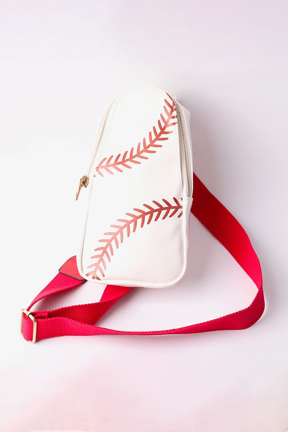 Baseball Pattern PU Leather Zipped Sling Bag Daisie Boutique