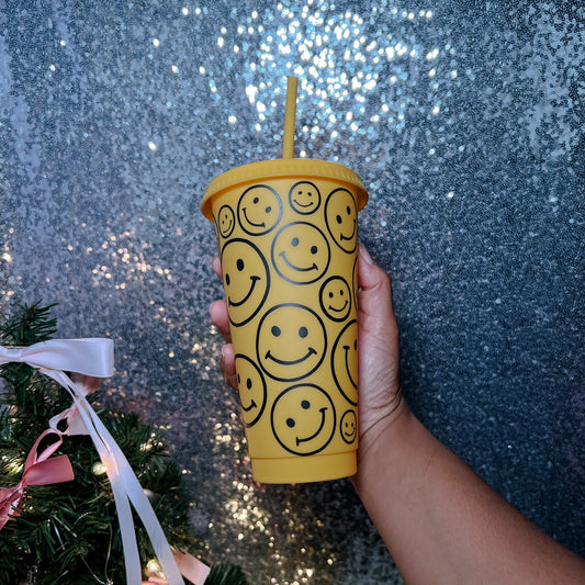 Smiley Face - 24 Ounce Dopamine Cold Cup Daisie Boutique