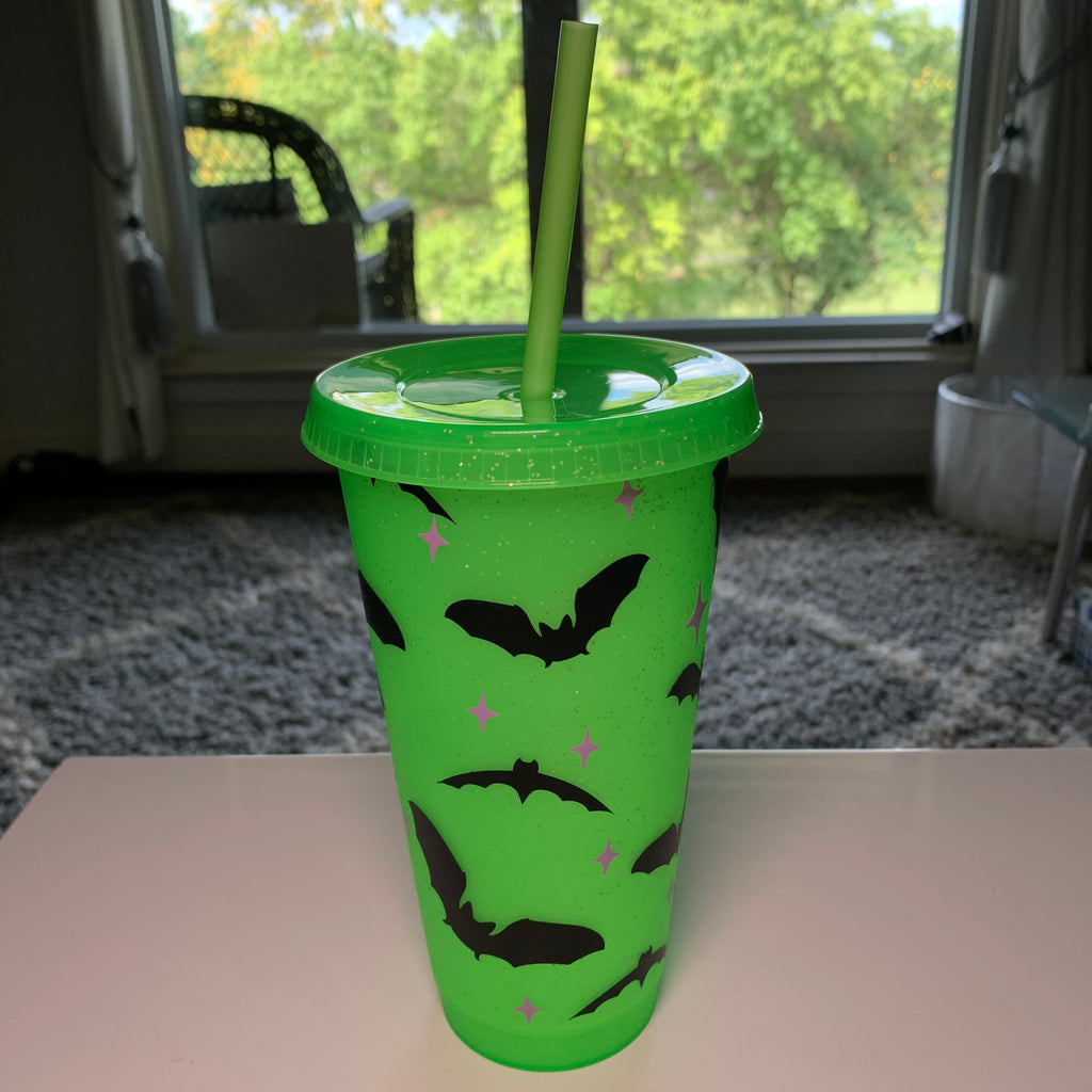 Bat Queen 24 Oz. Sparkly Green Cold Cup Daisie Boutique