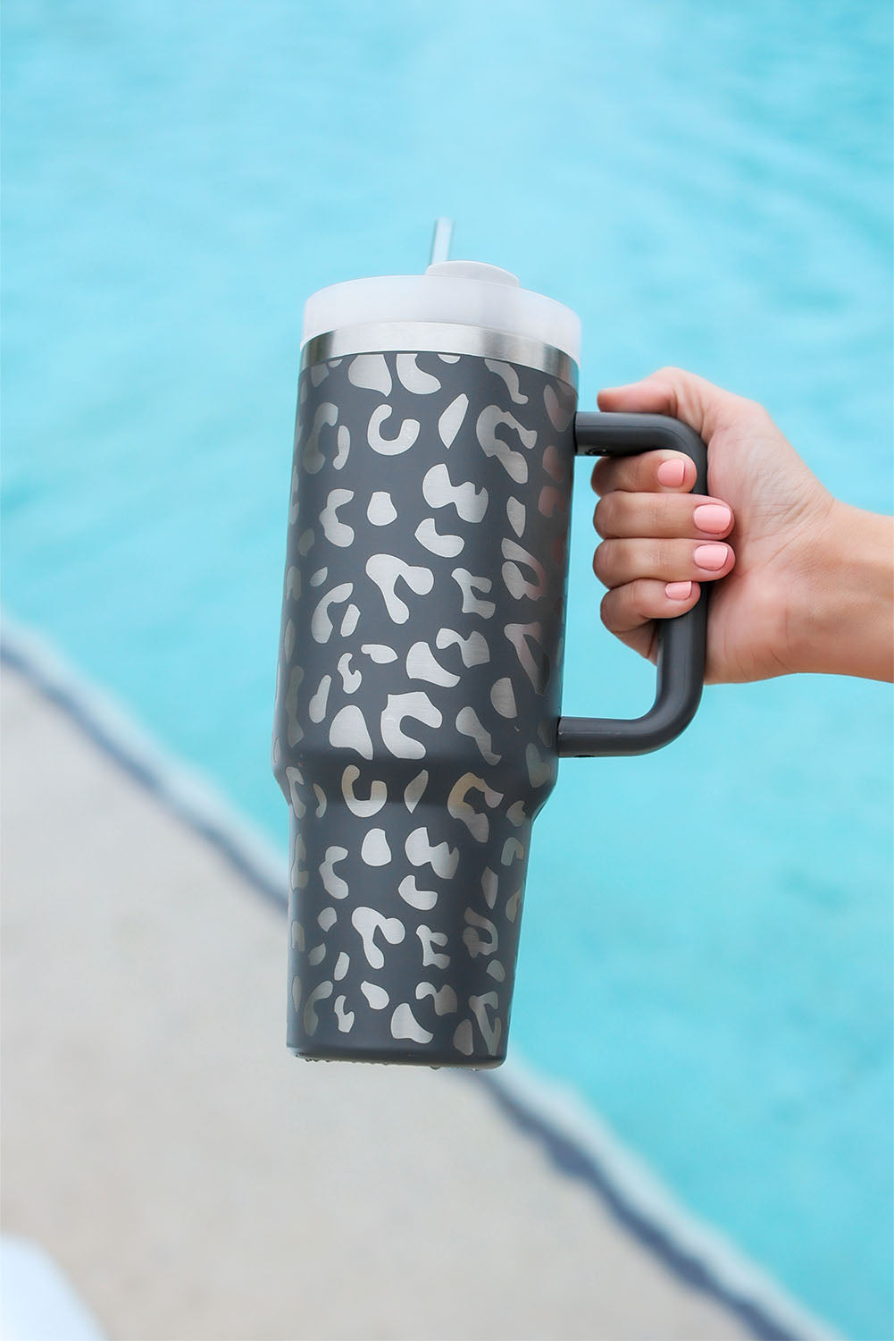 Leopard Print 40OZ Stainless Steel Portable Cup with Handle Daisie Boutique
