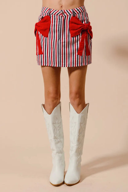 SO ME Contrast Bow Knot Pocket Fourth Of July Denim Skirt My Pampered Life Seattle