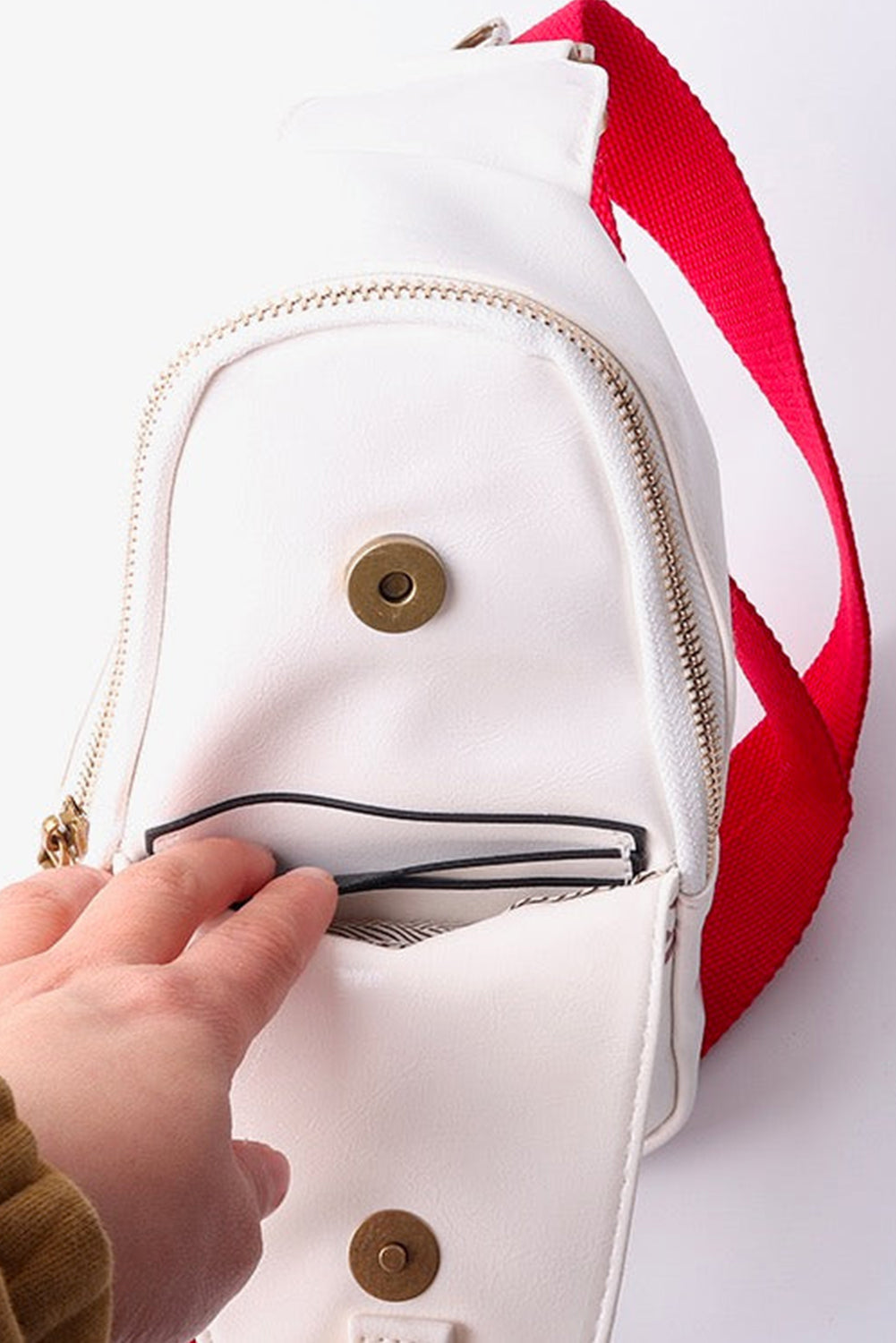 Baseball Pattern PU Leather Zipped Sling Bag Daisie Boutique