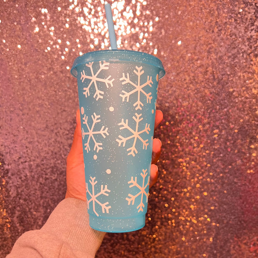 Sparkly Snowflake - 24 Oz Cold Cup Daisie Boutique