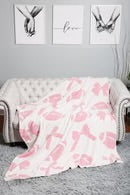 SuperLux Pink Football and Bows Blanket Reversible Soft Throw blanket Daisie Boutique
