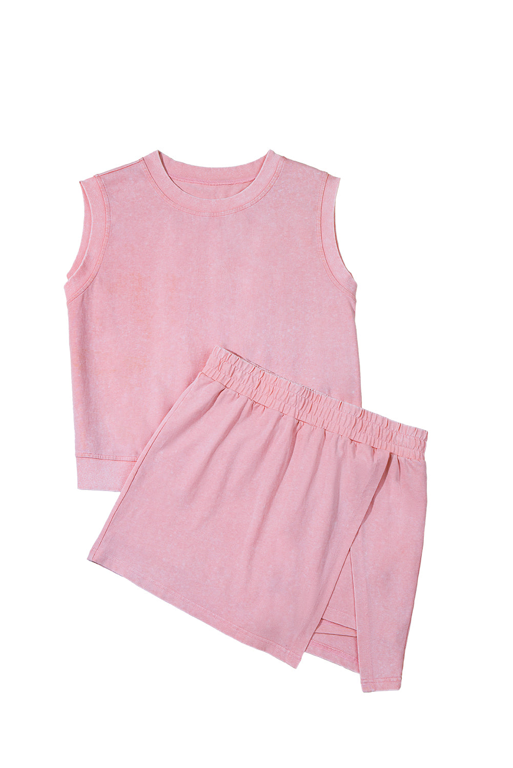 Mineral Wash Cotton Tank Top Lined Split Skirt 2 piece Set Daisie Boutique