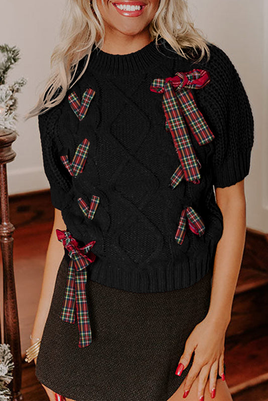 Lace up Holiday Puff Sweater Dear-Lover Dropshipping