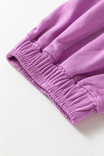 Drawstring Waist Patchwork Solid Color Jogger Pants - Lilac Dear-Lover Dropshipping