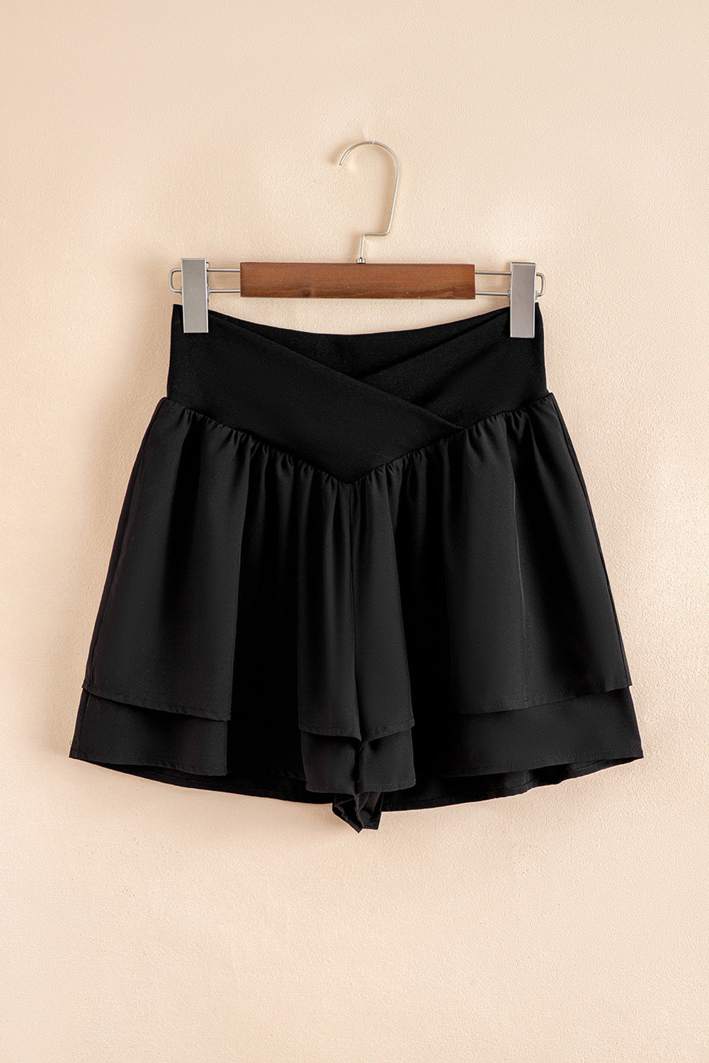 Crossed Waist Tiered Flowy Shorts Daisie Boutique