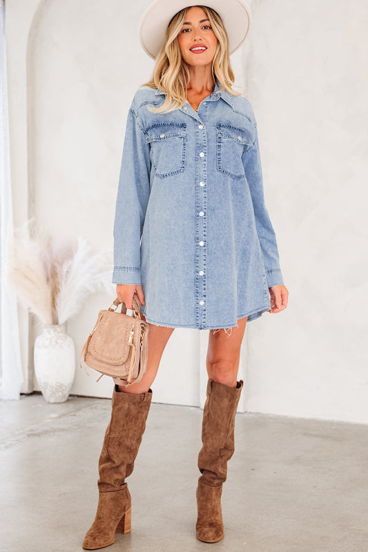 Cutie Denim Flair Shirt Dress Dear-Lover Dropshipping