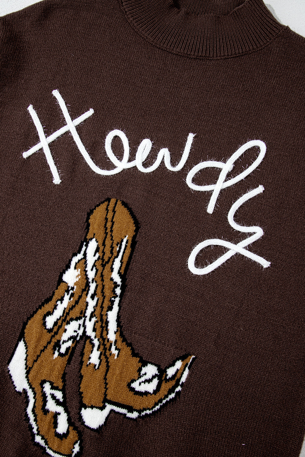 Howdy Boot Graphic High Neck Sweater Daisie Boutique